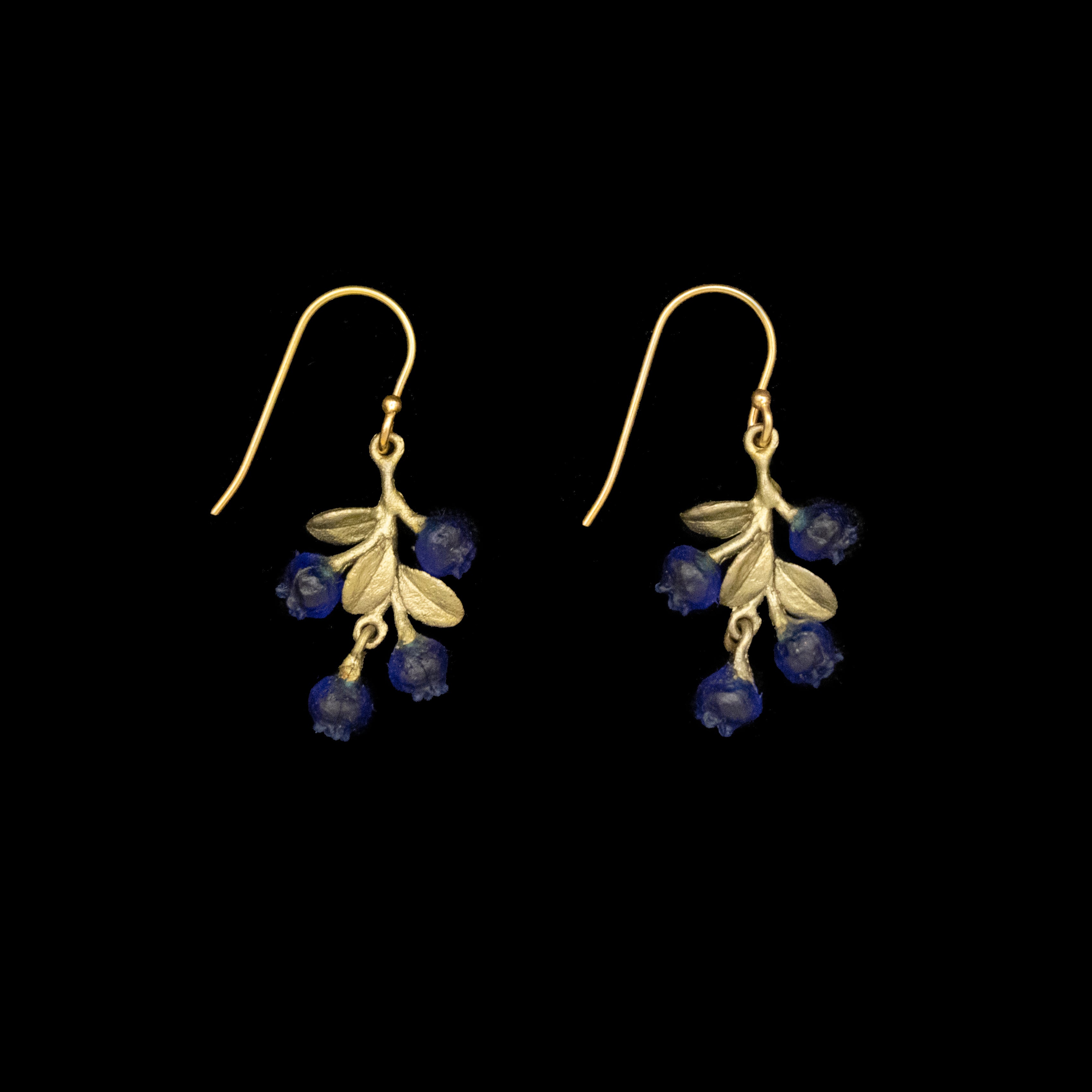 Image of the Michael Michaud Petite Blueberry Earrings - Dangle Wire on a black background