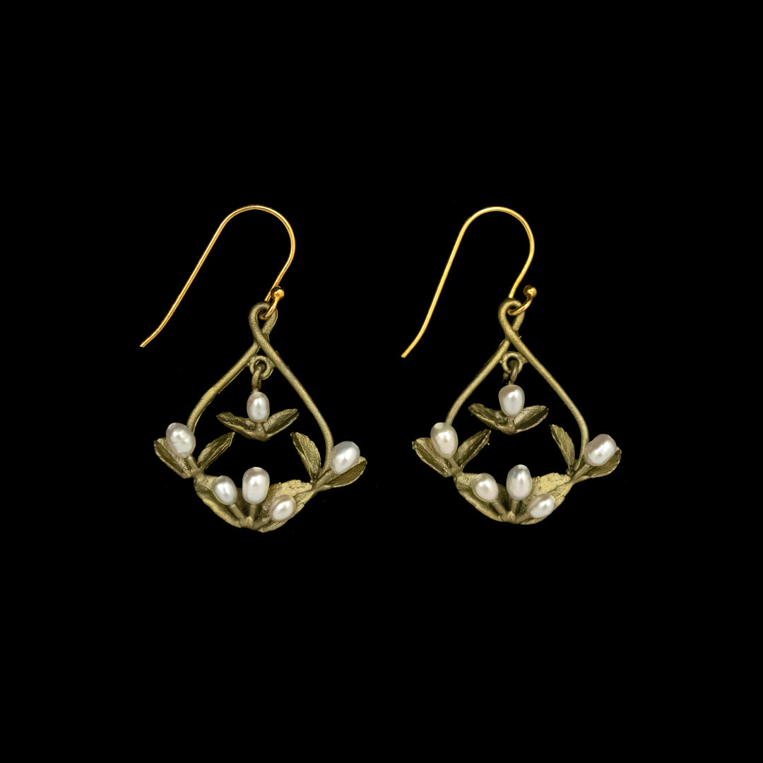 Image of the Michael Michaud Spring Vine Earrings - Hoop Wire on a black background