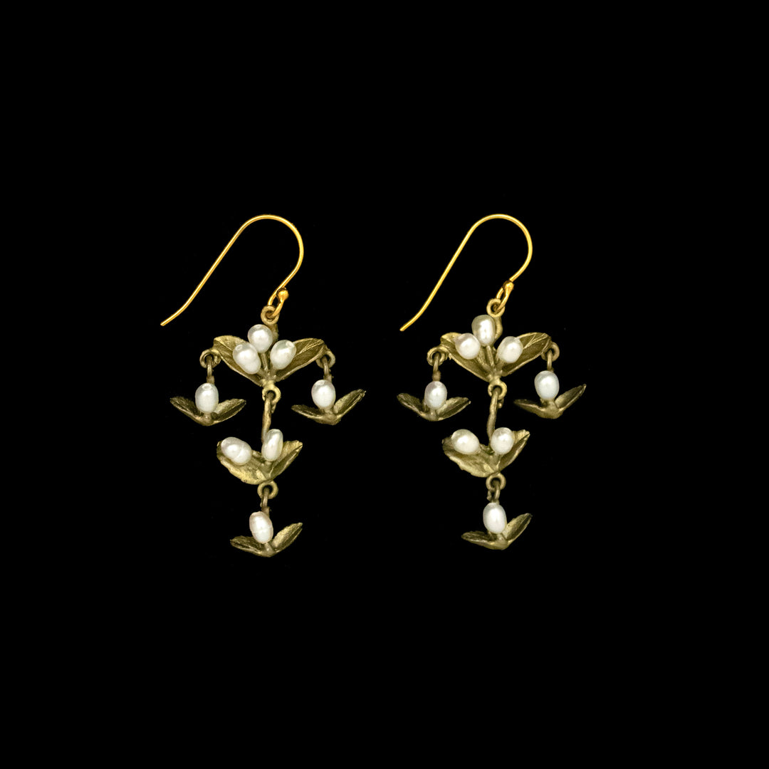 Image of the Michael Michaud Spring Vine Earrings - Chandelier Wire on a black background