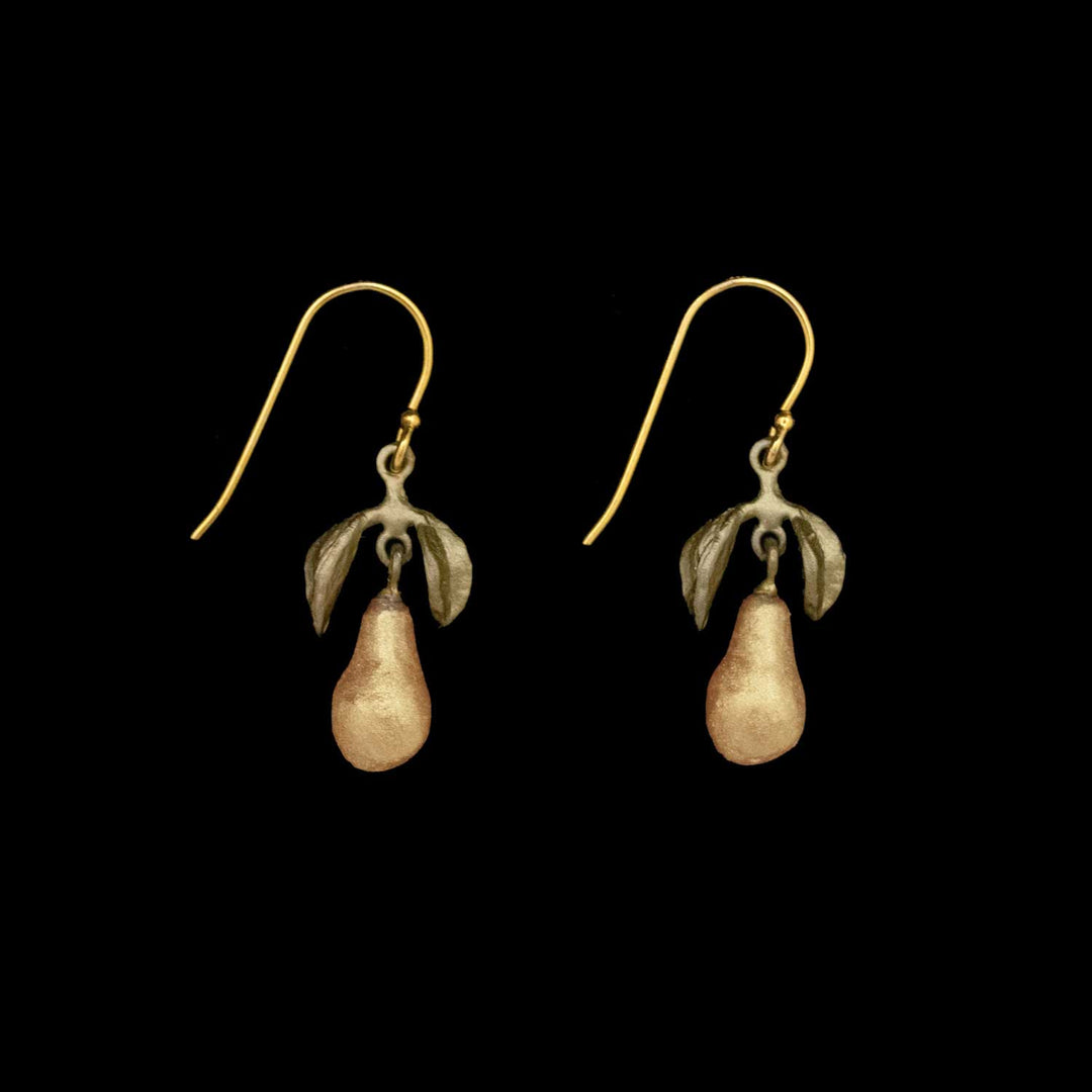 Image of the Michael Michaud Golden Pear Earrings - Wire on a black background