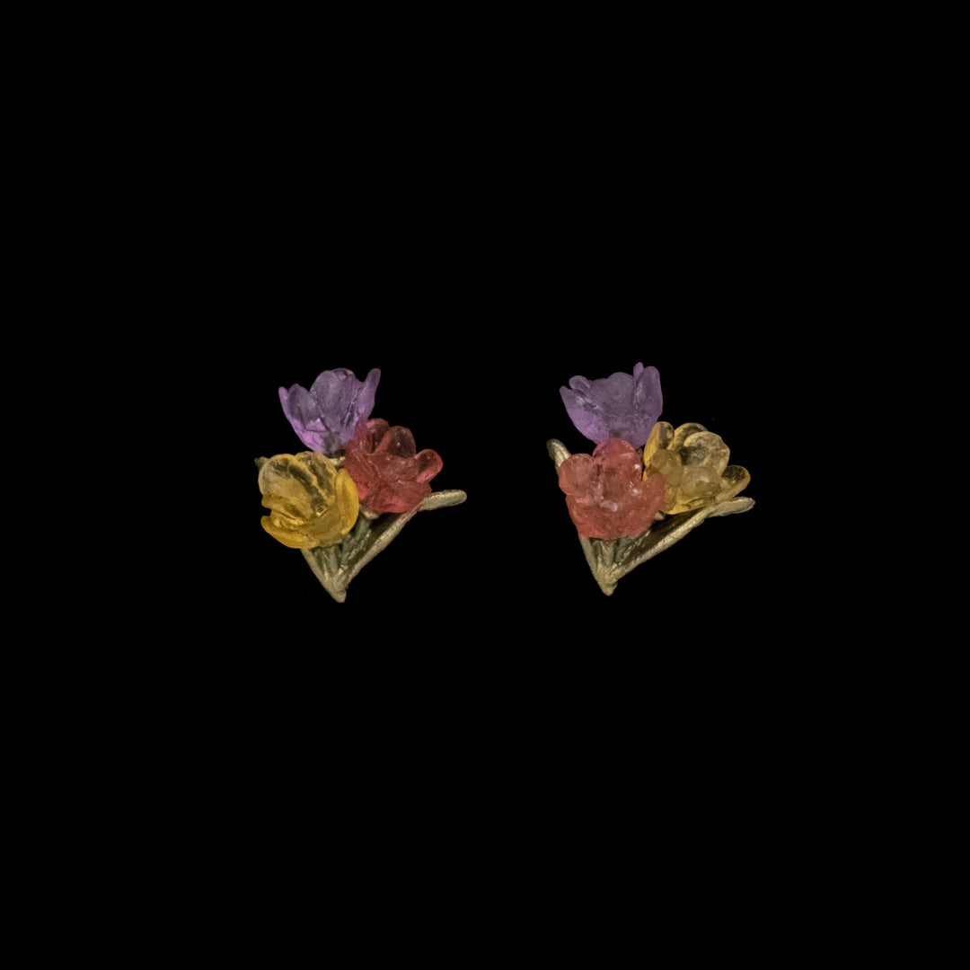 Image of the Michael Michaud Tulip Earrings - Bouquet Post on a black background