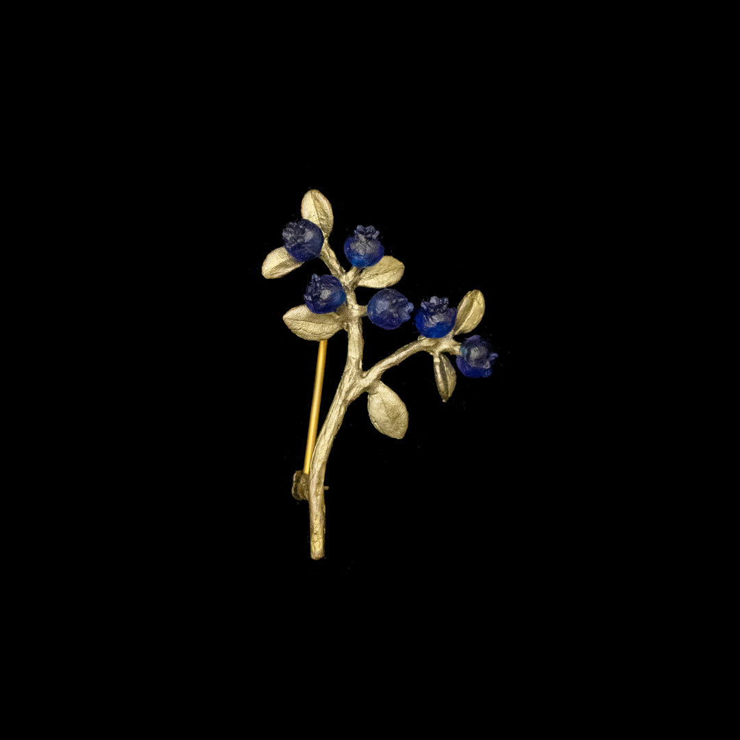 Image of the Michael Michaud Petite Blueberry Brooch on a black background