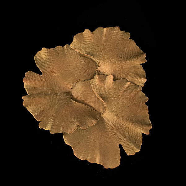 Image of the Michael Michaud Ginkgo Leaf Dish on a black background