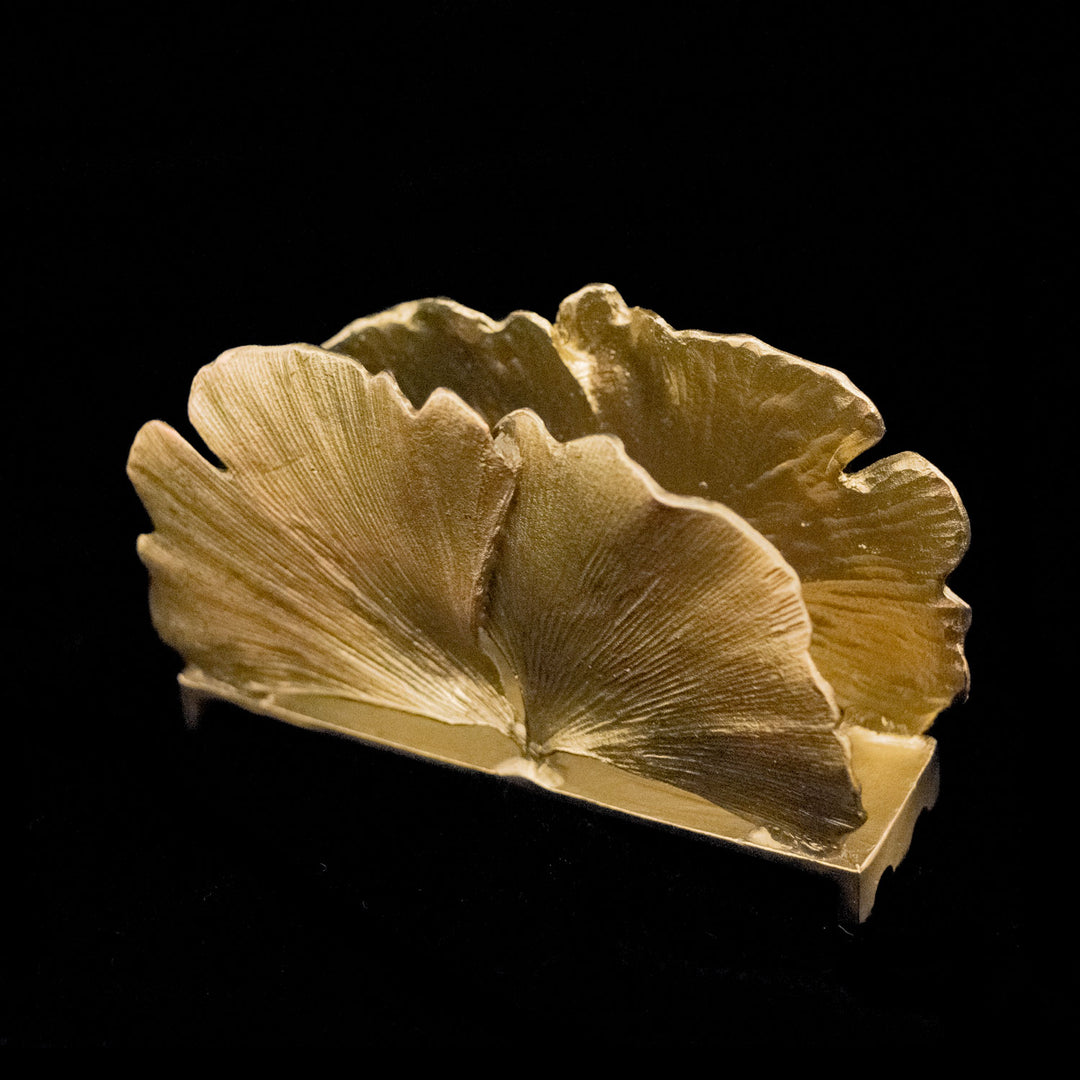 Image of the Michael Michaud Ginkgo Business Card Holder on a black background