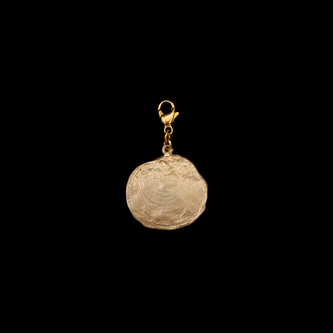 A bronze charm with gold patina over silver, featuring a marine theme, evoking the serenity of the sea.
