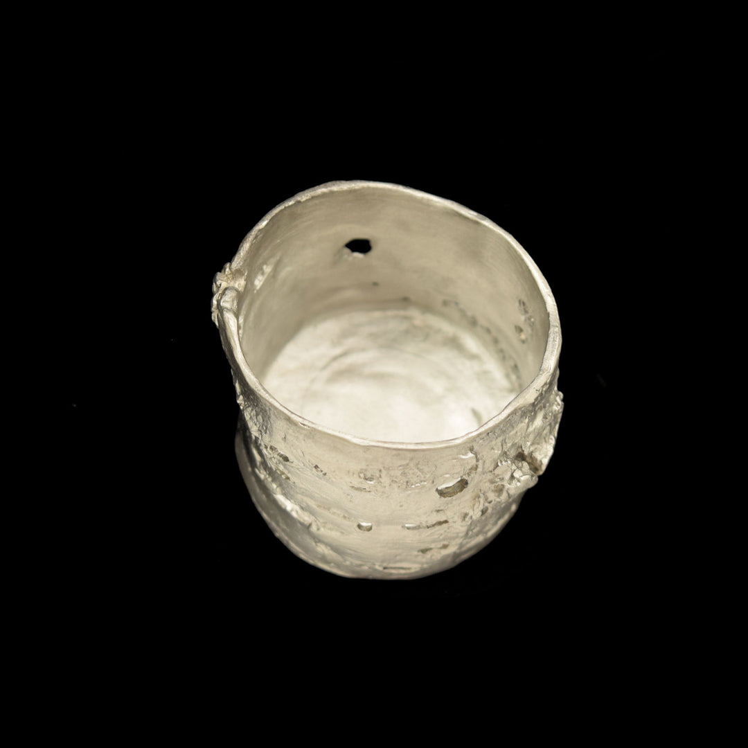 Image of the Michael Michaud Birch Bark Tea Light Holder on a black background