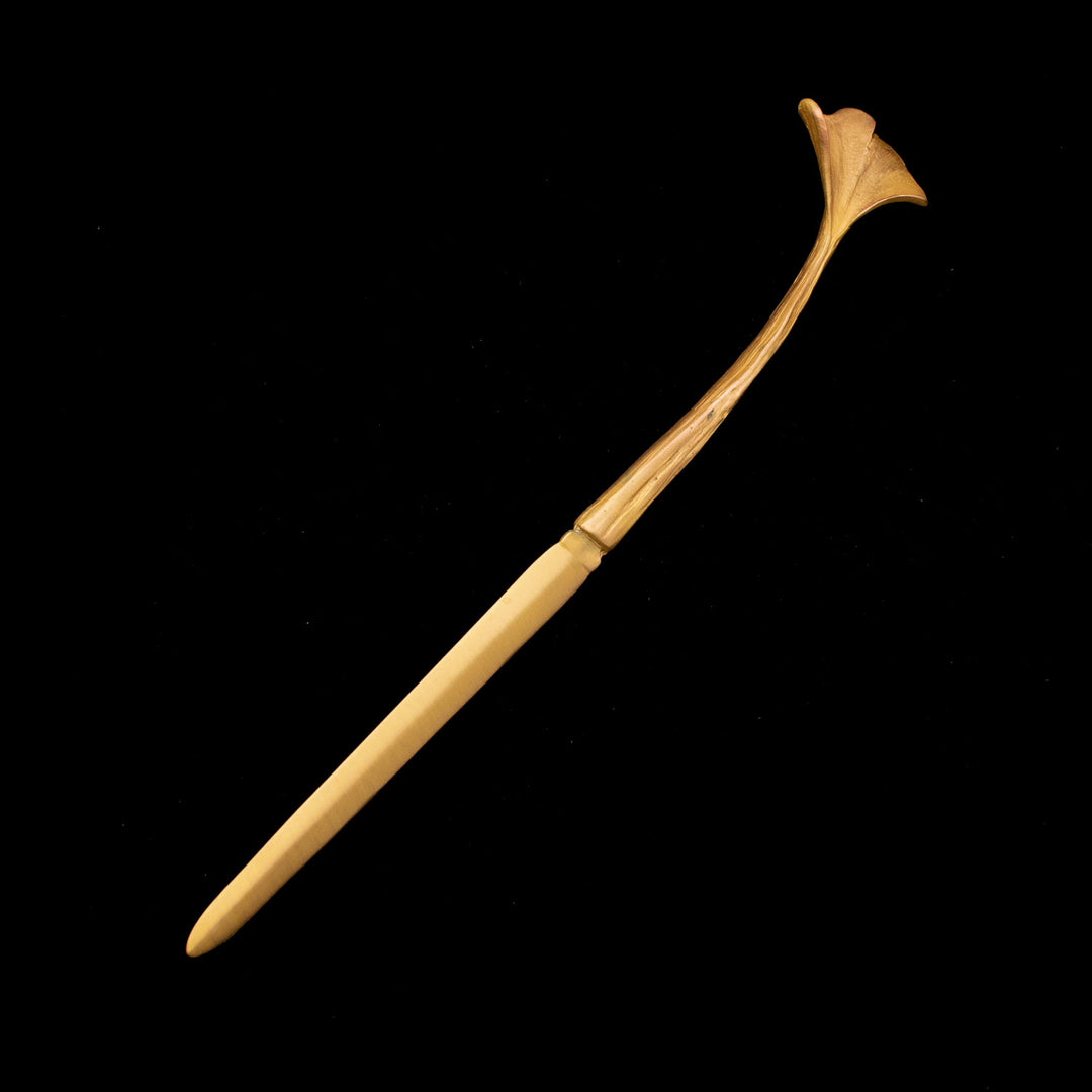 Image of the Michael Michaud Ginkgo Letter Opener on a black background