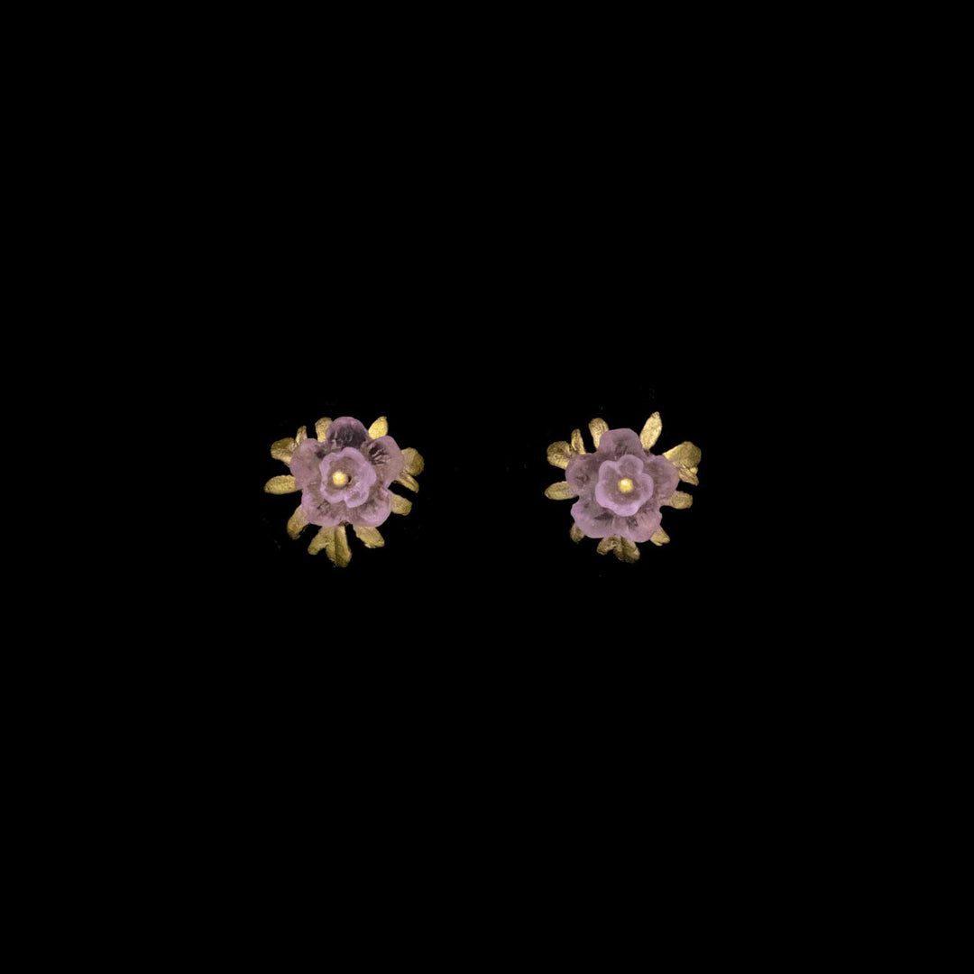 Image of the Michael Michaud Mums Earrings - Stud Lavender on a black background