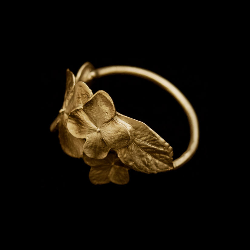 Image of the Michael Michaud Hydrangea Napkin Rings on a black background