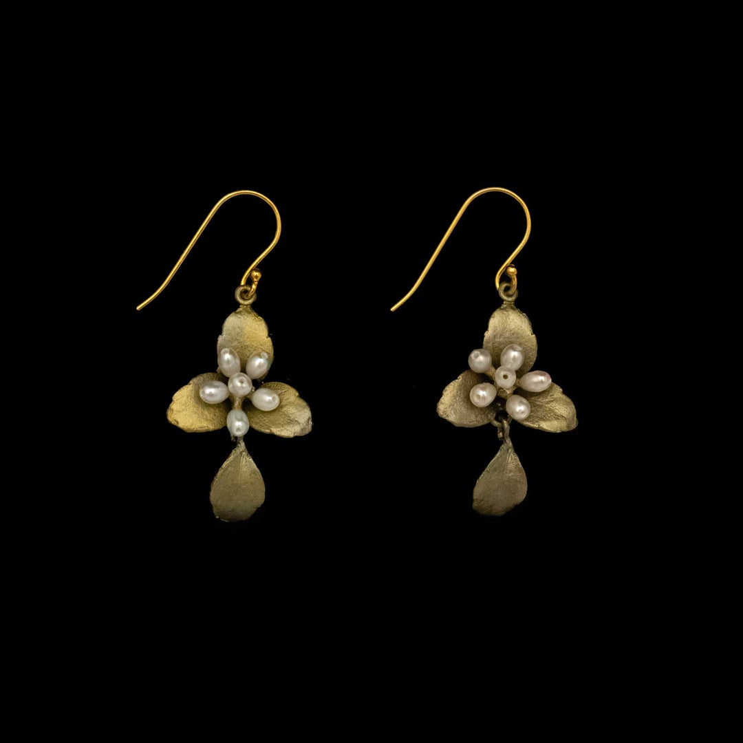 Image of the Michael Michaud Pachysandra Earrings - Wire on a black background