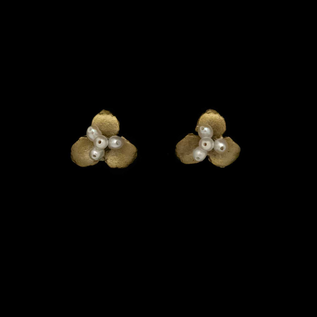 Image of the Michael Michaud Pachysandra Earrings - Stud on a black background