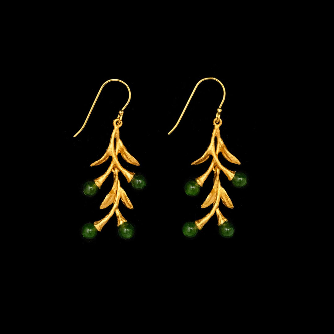 Image of the Michael Michaud Pepper Earrings - Long Dangle Wire on a black background
