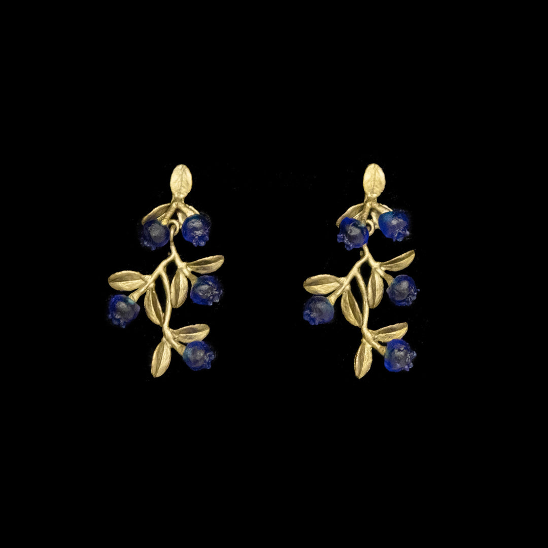 Image of the Michael Michaud Petite Blueberry Earrings - Dangle Post on a black background