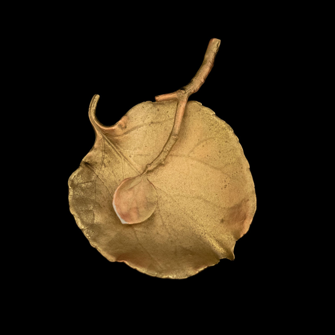 Image of the Michael Michaud Aspen Leaf Salt Dish on a black background