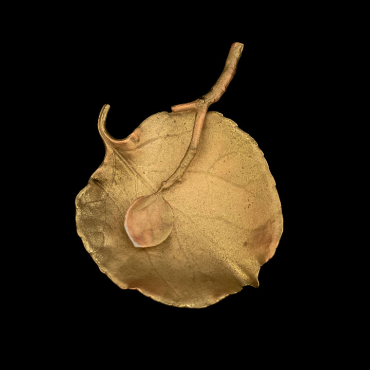 Image of the Michael Michaud Aspen Leaf Salt Dish on a black background