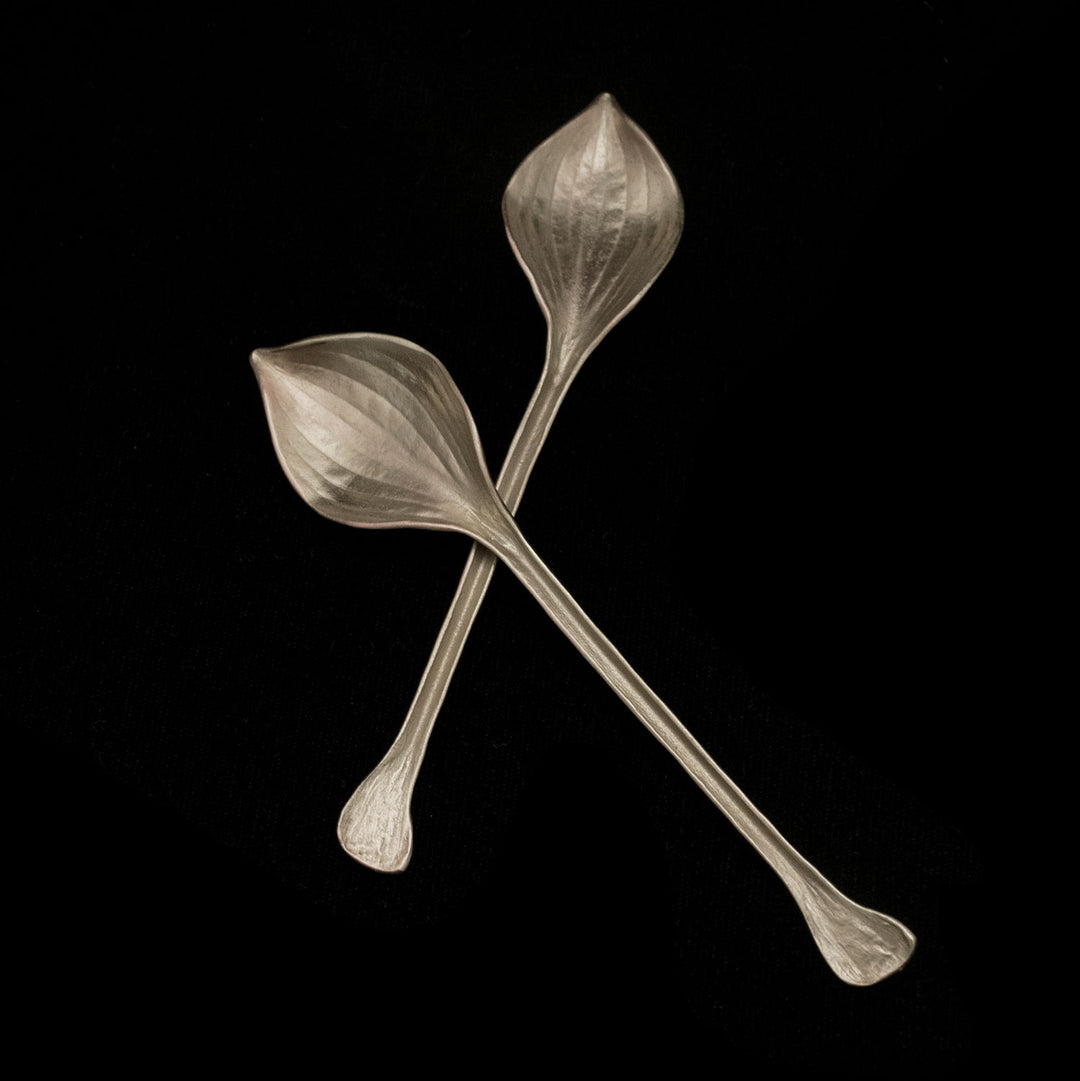 Image of the Michael Michaud Hosta Spoons - Set of 2 on a black background