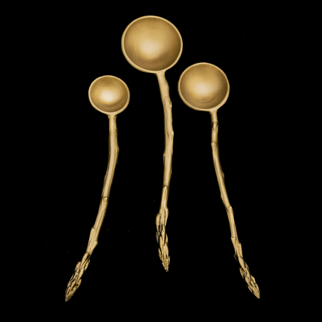 Image of the Michael Michaud Asparagus Nesting Spoons - Set of 3 on a black background