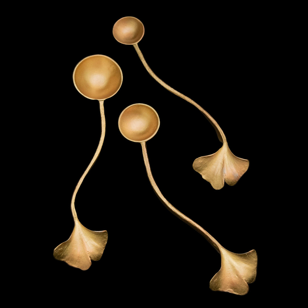 Image of the Michael Michaud Ginkgo Nesting Spoons on a black background