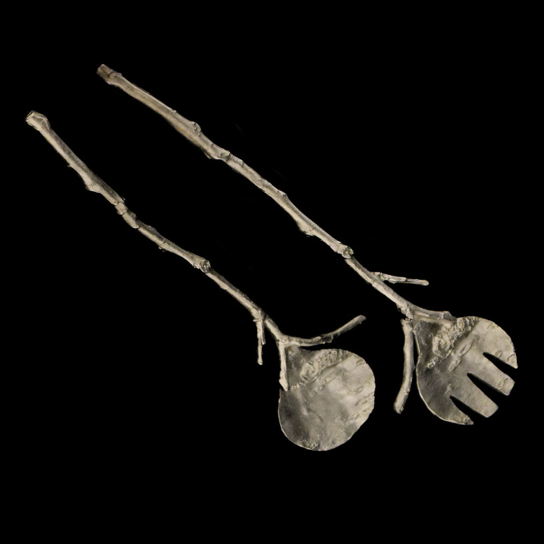Image of the Michael Michaud Birch Bark Serving Set on a black background