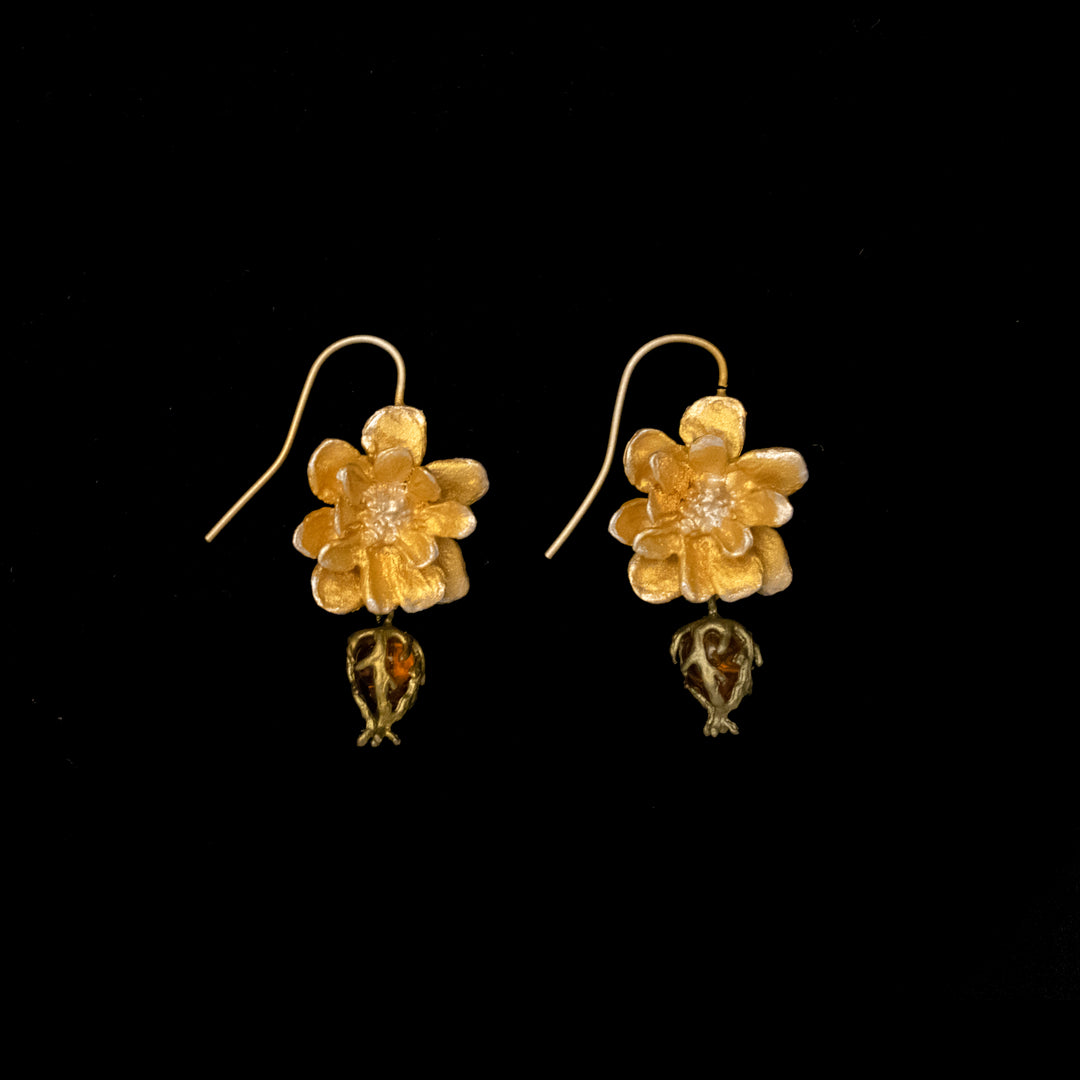 Image of the Michael Michaud Yellow Rose Wire Earrings - Web Exclusive on a black background