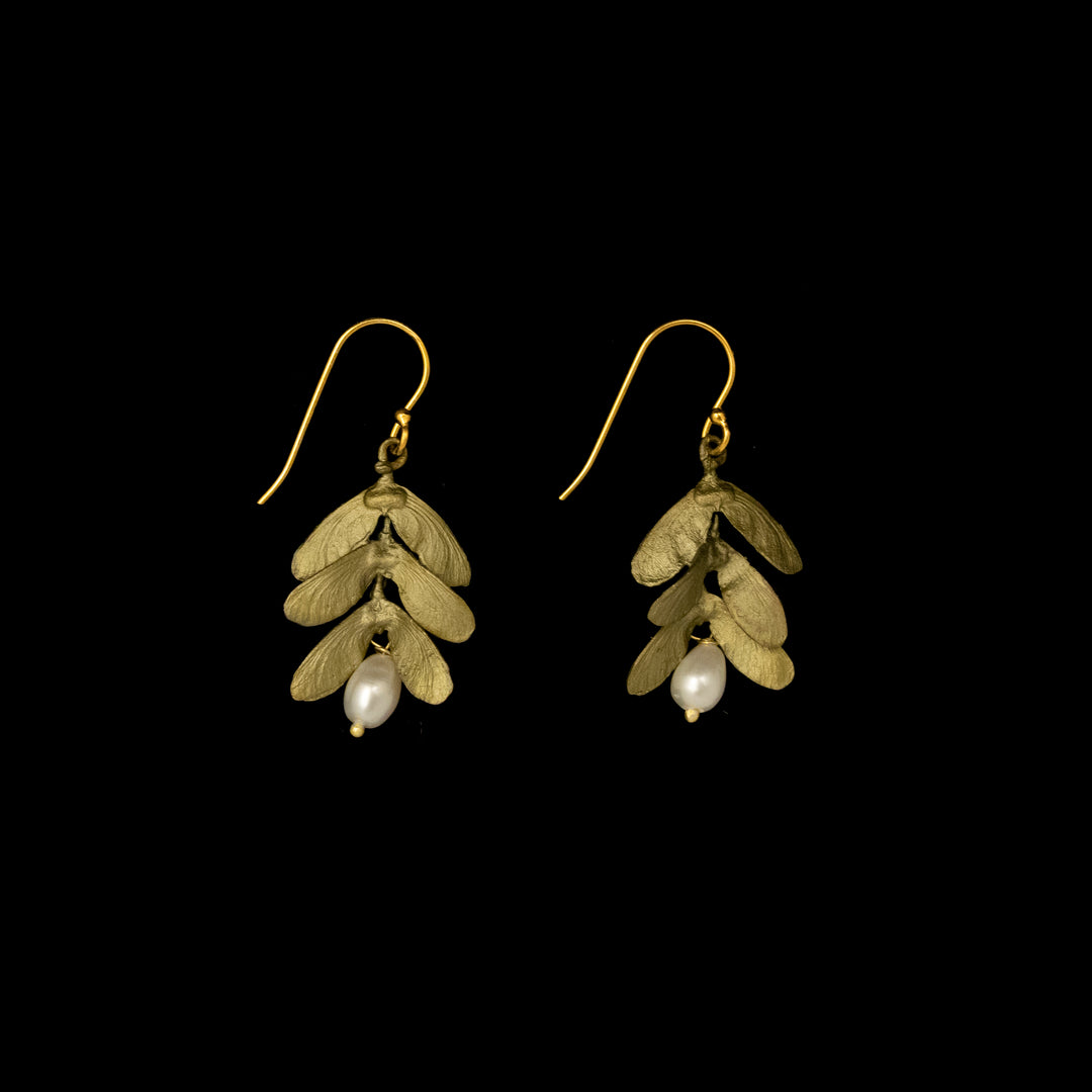 Image of the Michael Michaud Japanese Maple Wire Earrings - Web Exclusive on a black background