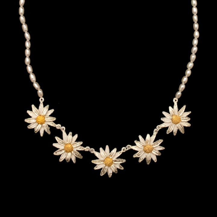 Image of the Michael Michaud Daisy Necklace on Pearl - Web Exclusive on a black background