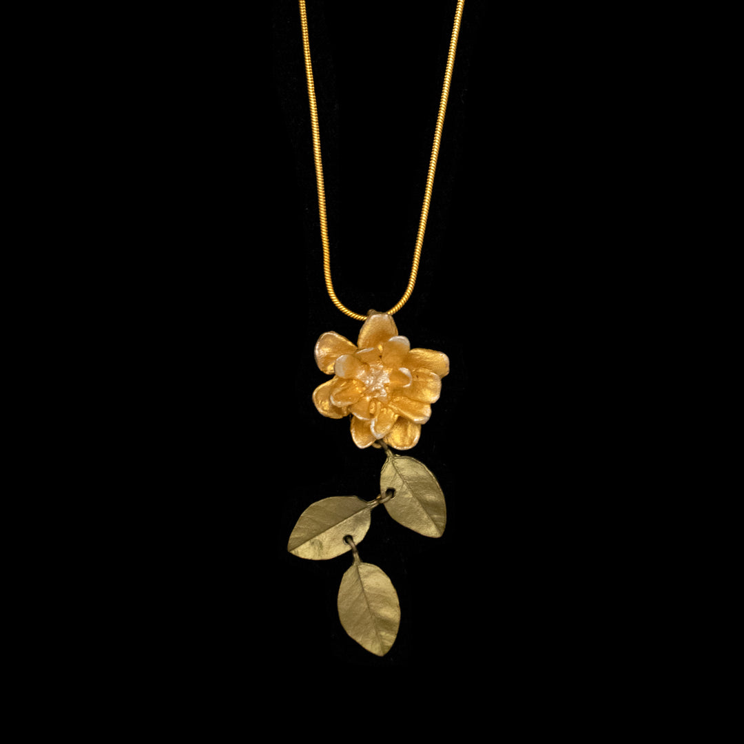 Image of the Michael Michaud Yellow Rose Drop Pendant - Web Exclusive on a black background