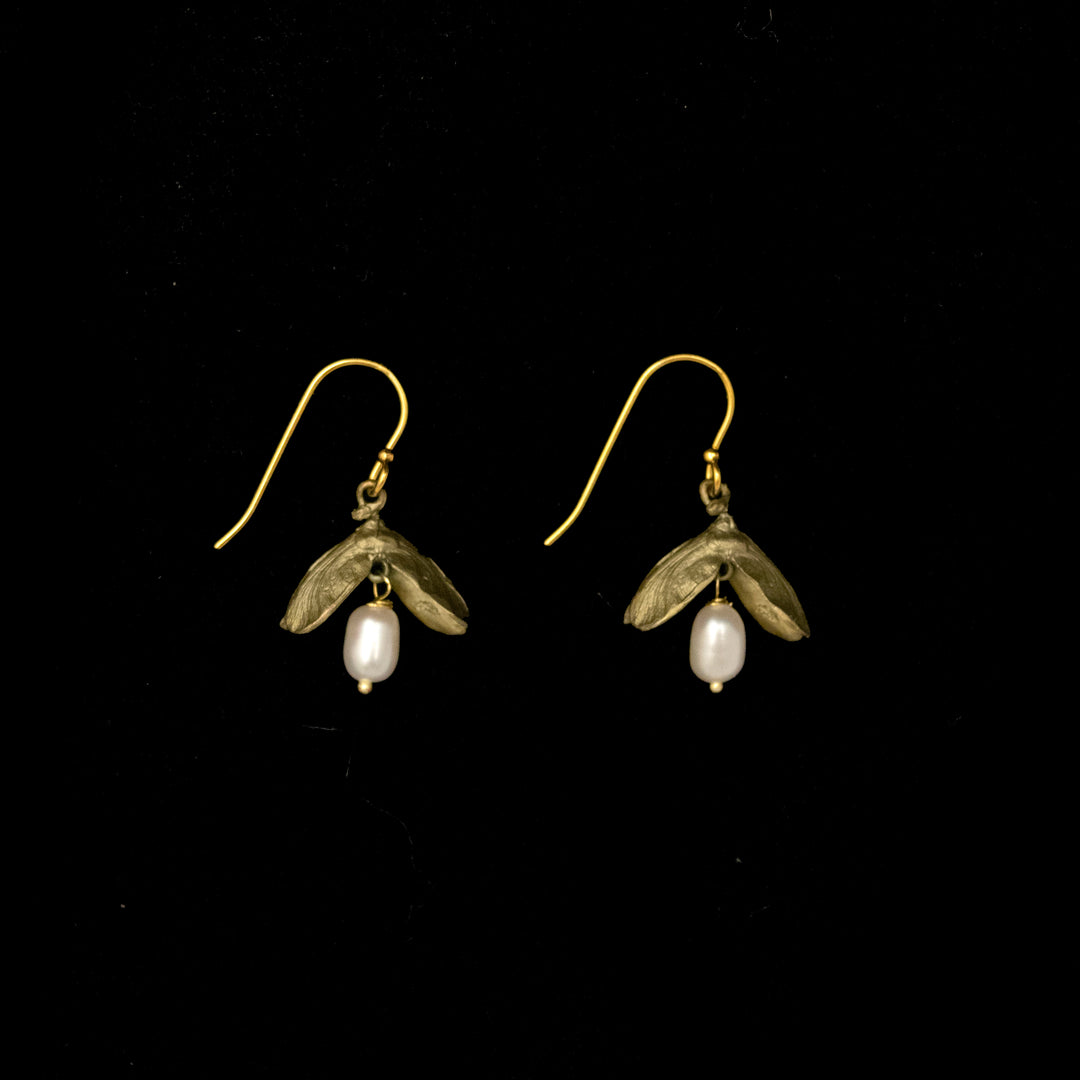 Image of the Michael Michaud Japanese Maple Dainty Wire Earrings - Web Exclusive on a black background