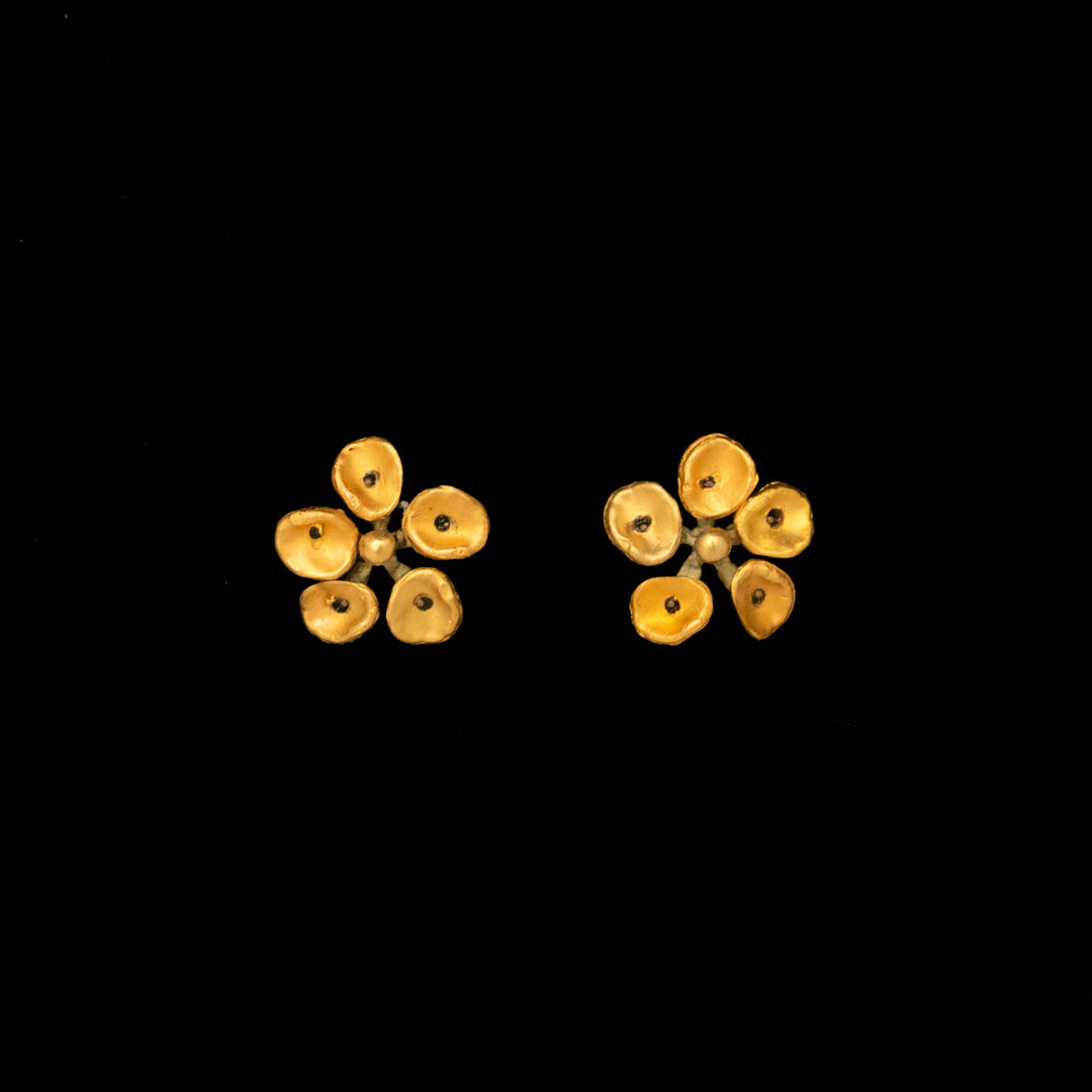 Image of the Michael Michaud Golden African Violet Post Earrings - Web Exclusive on a black background