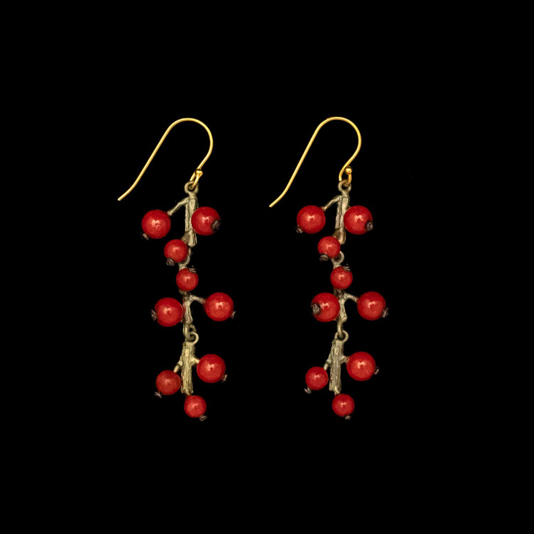Image of the Michael Michaud Winterberry Earrings - Long Wire on a black background