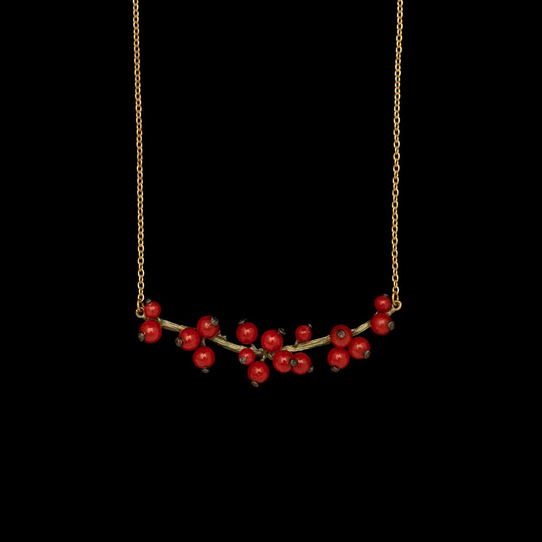 Image of the Michael Michaud Winterberry Necklace - Bar on a black background