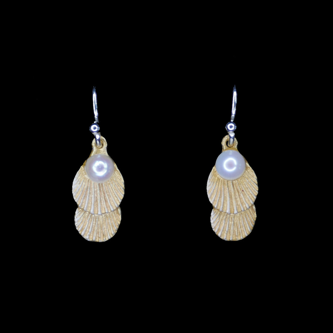 Image of the Michael Michaud Sea Scallop Earrings - Petite Wire on a black background