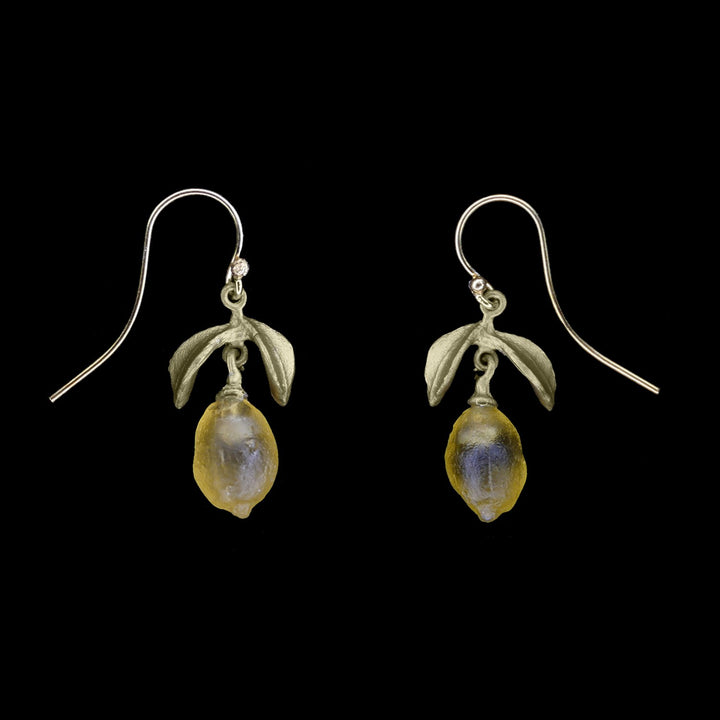 Image of the Michael Michaud Lemon Drop Earrings - Dainty Wire on a black background