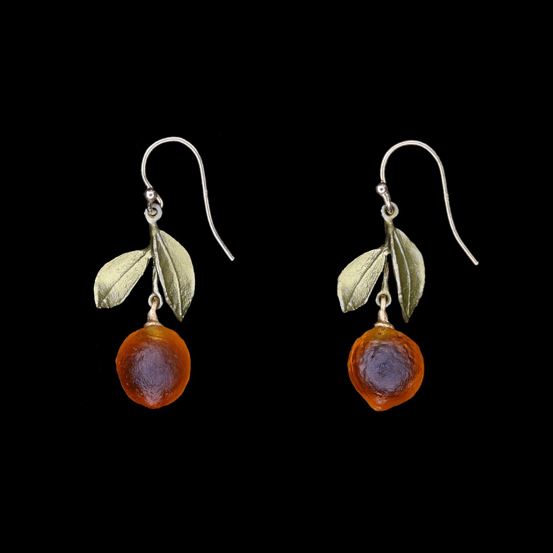 Image of the Michael Michaud Orange Earrings - Drop Wire on a black background