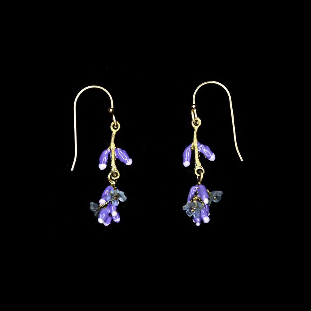 Image of the Michael Michaud Lavender Earrings - Dangle Wire on a black background
