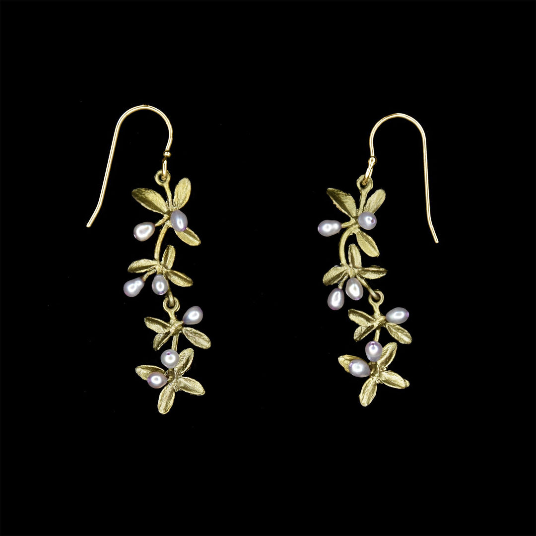 Image of the Michael Michaud Flowering Thyme Earrings - Long Wire on a black background