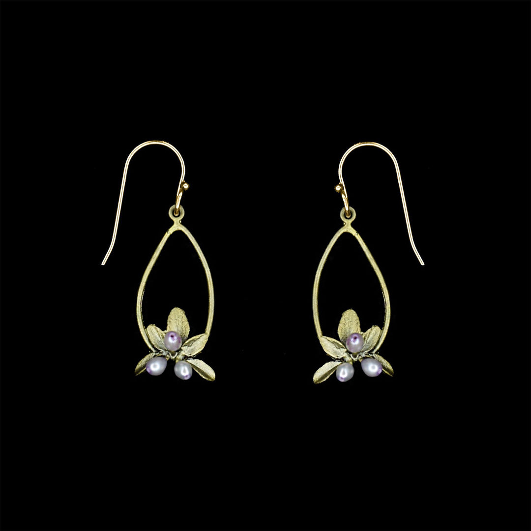 Image of the Michael Michaud Flowering Thyme Earrings - Oval Wire on a black background