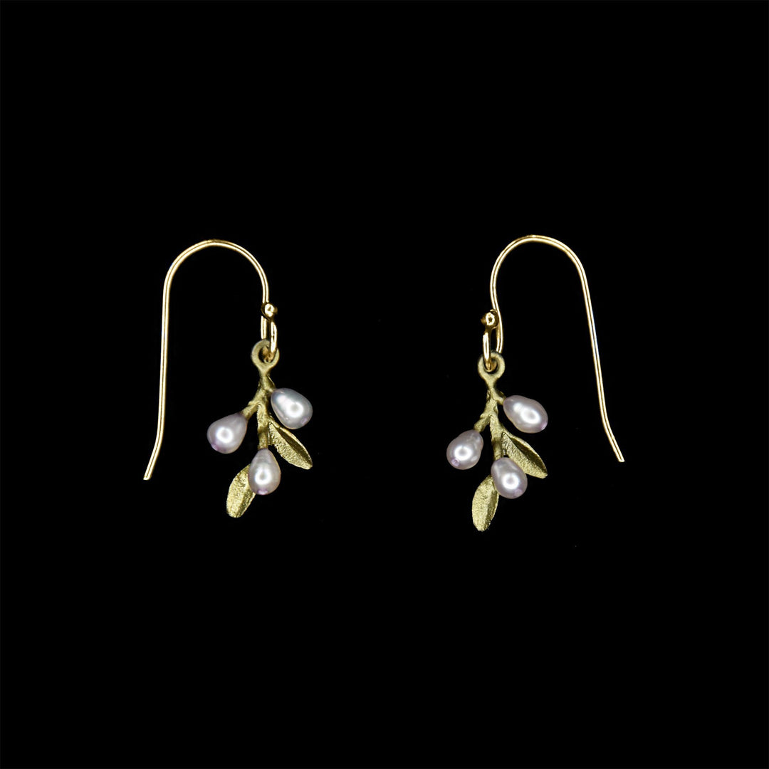 Image of the Michael Michaud Flowering Thyme Earrings - Dainty Wire on a black background