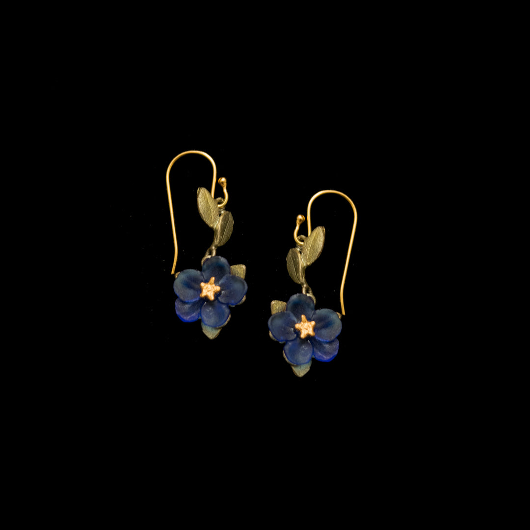 Image of the Michael Michaud Blue Violet Wire Earrings on a black background