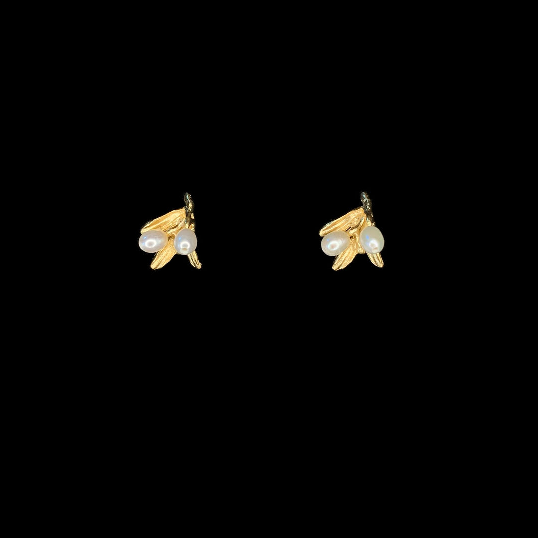 Image of the Michael Michaud Fine Night Willow Earrings - Petite Post on a black background