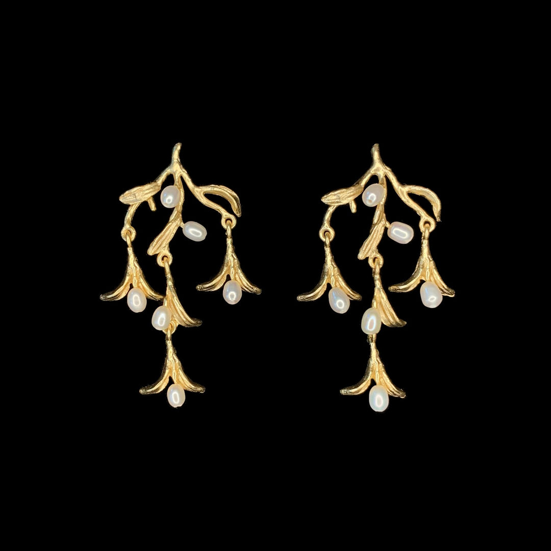 Image of the Michael Michaud Fine Night Willow Earrings - Chandelier on a black background
