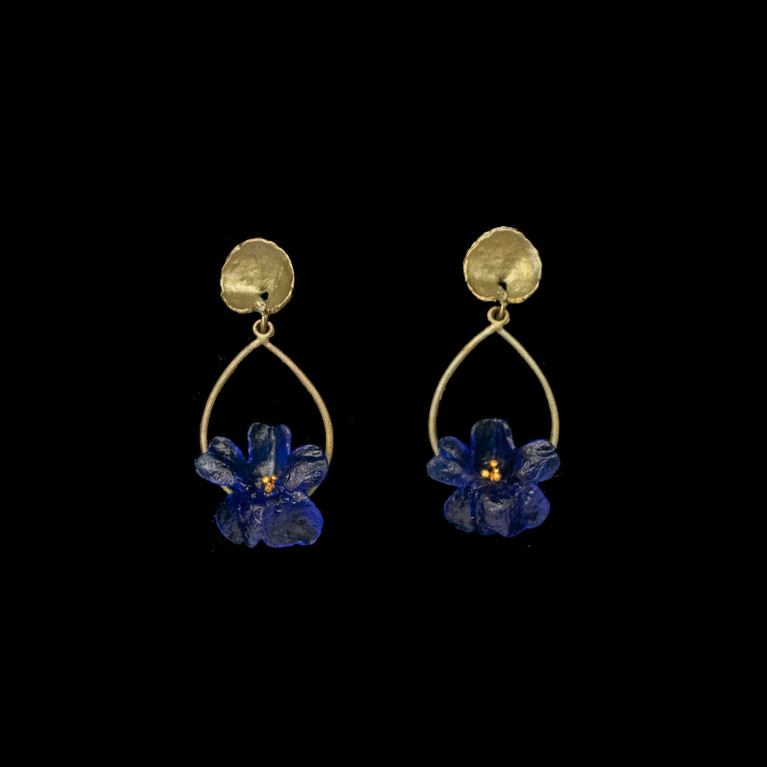 Image of the Michael Michaud Wild Violet Oval Post Earrings on a black background