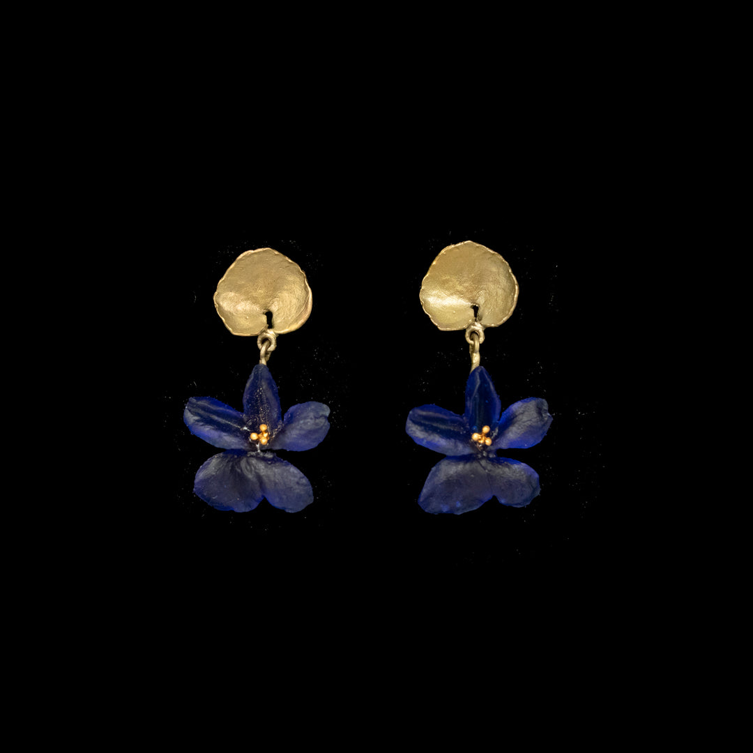 Image of the Michael Michaud Wild Violet Post Earrings on a black background