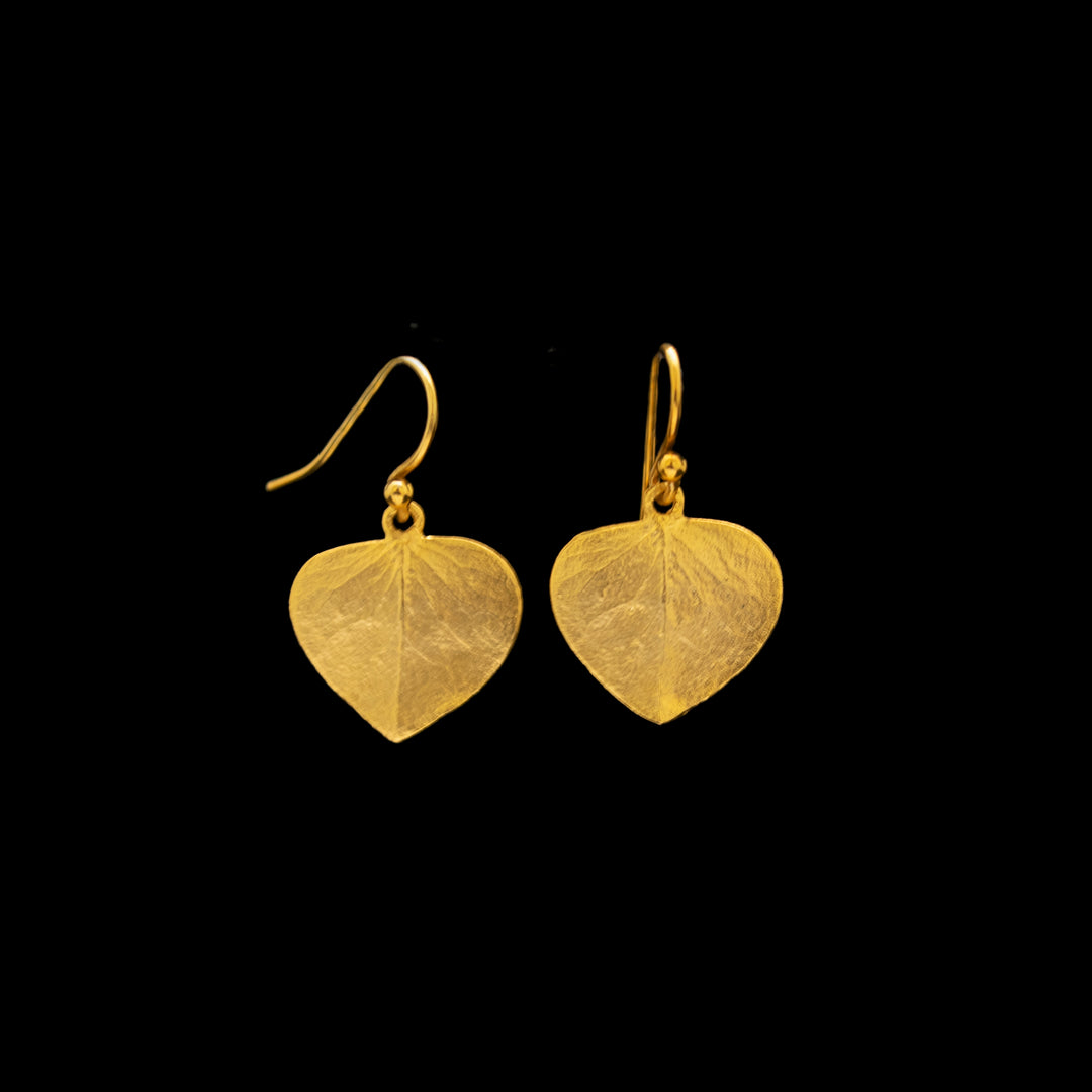 Image of the Michael Michaud Fine Eucalyptus Earrings - Leaf Wire Drop on a black background
