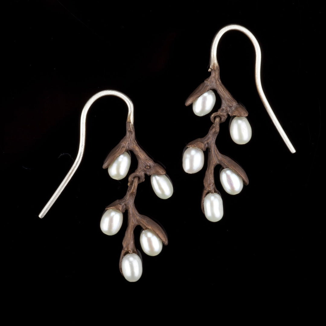 Image of the Michael Michaud Pussy Willow Earrings - Wire Drop on a black background