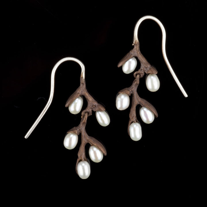 Image of the Michael Michaud Pussy Willow Earrings - Wire Drop on a black background