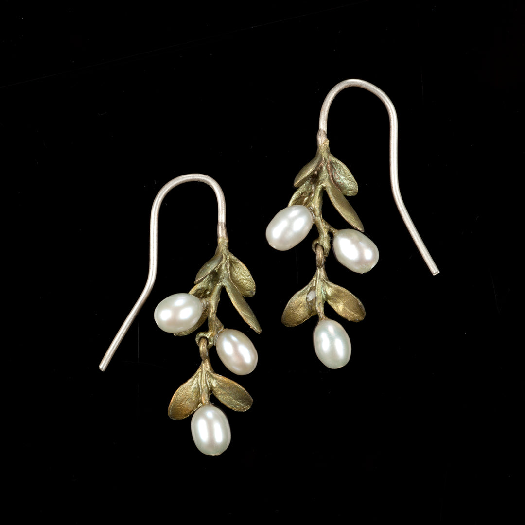 Image of the Michael Michaud Boxwood Earrings - Wire on a black background
