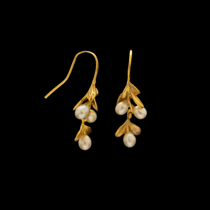 Image of the Michael Michaud Fine Boxwood Wire Earrings on a black background