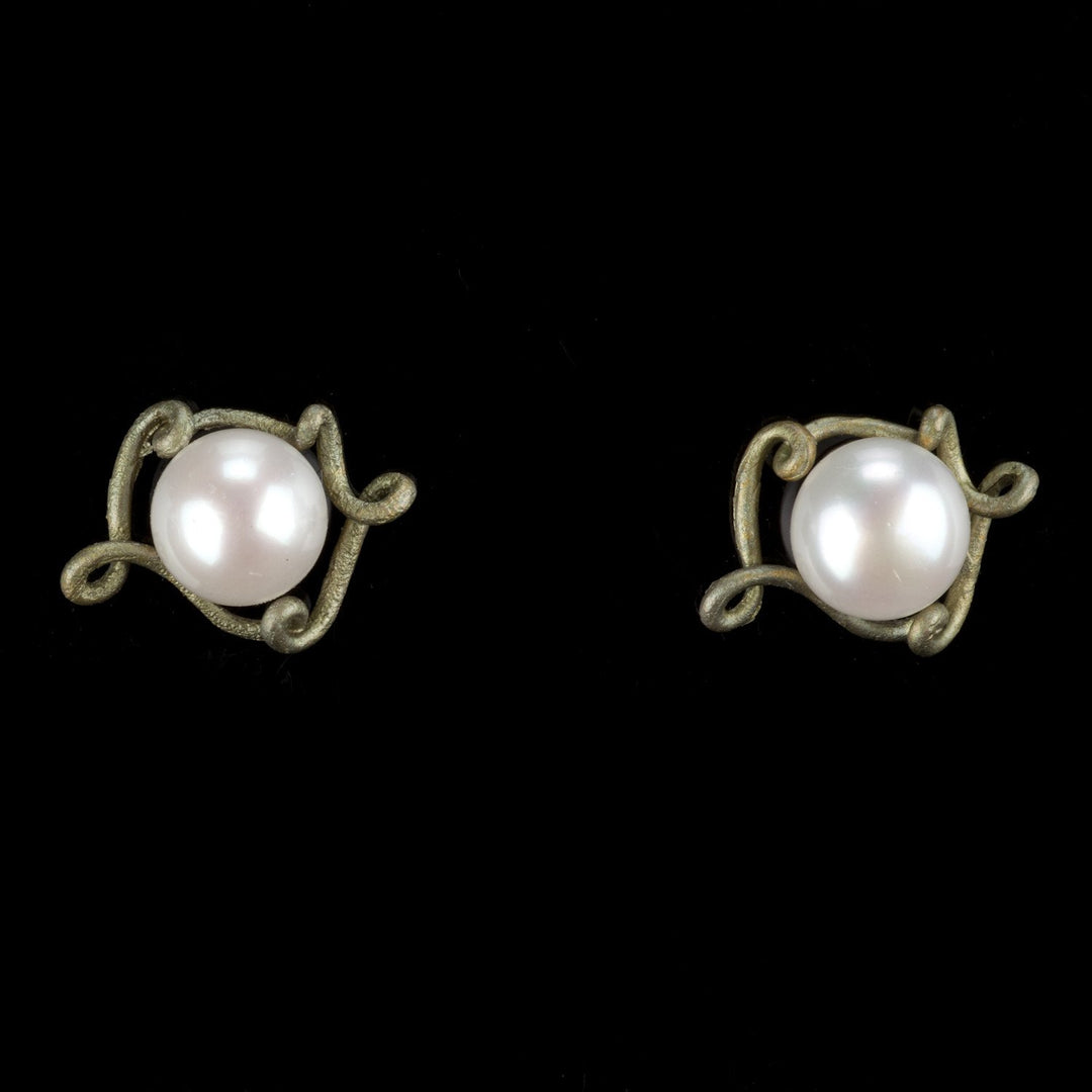 Image of the Michael Michaud Pea Pod Earrings - Post on a black background