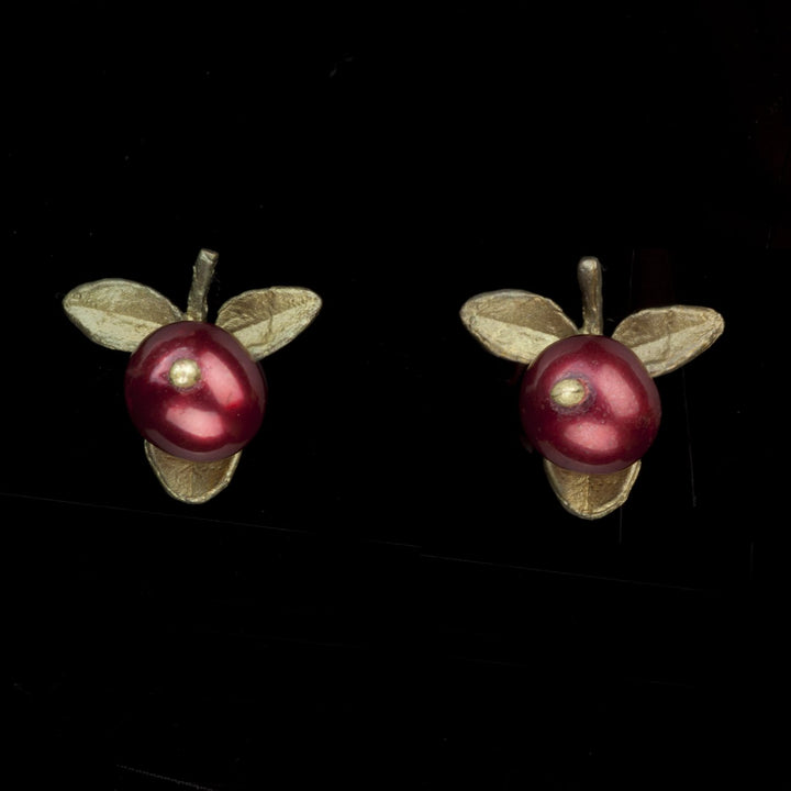 Image of the Michael Michaud Cranberry Earrings - Post on a black background